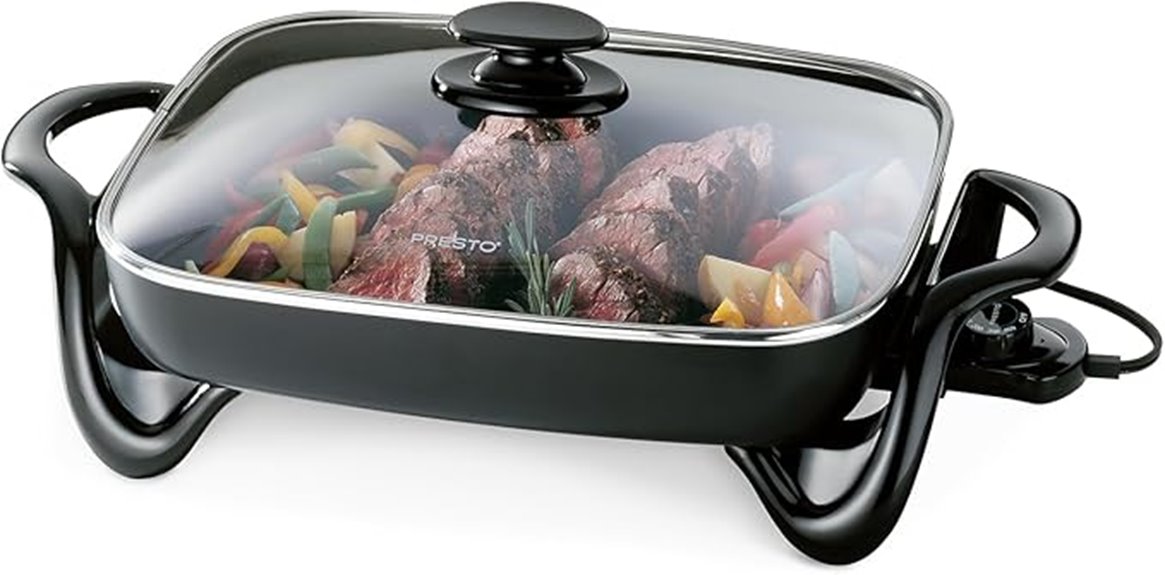 electric skillet with glass
