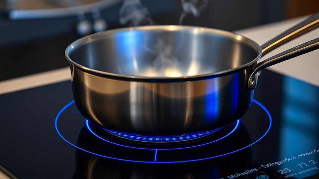 electromagnetic induction heats cookware