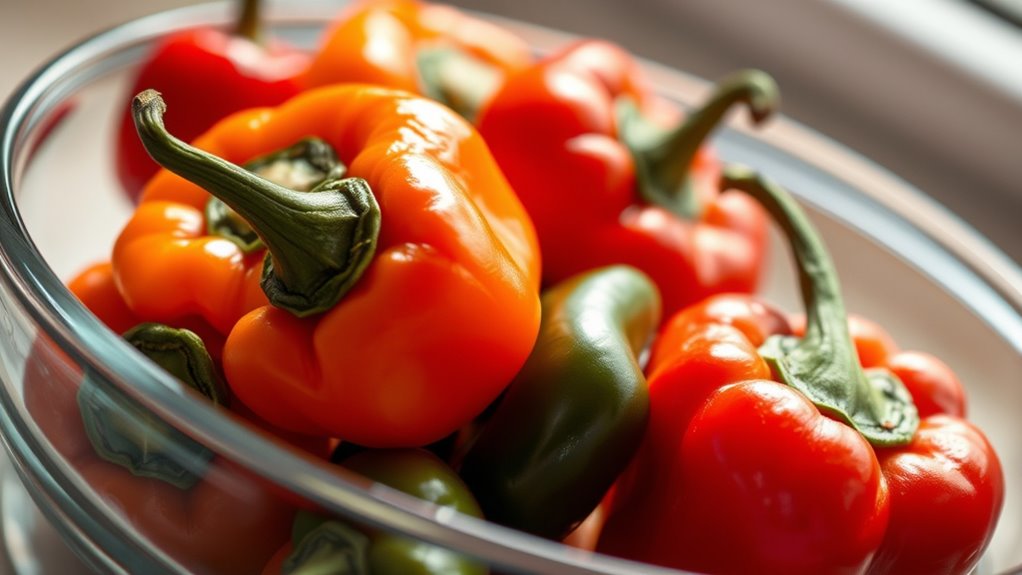 microwave hot peppers carefully