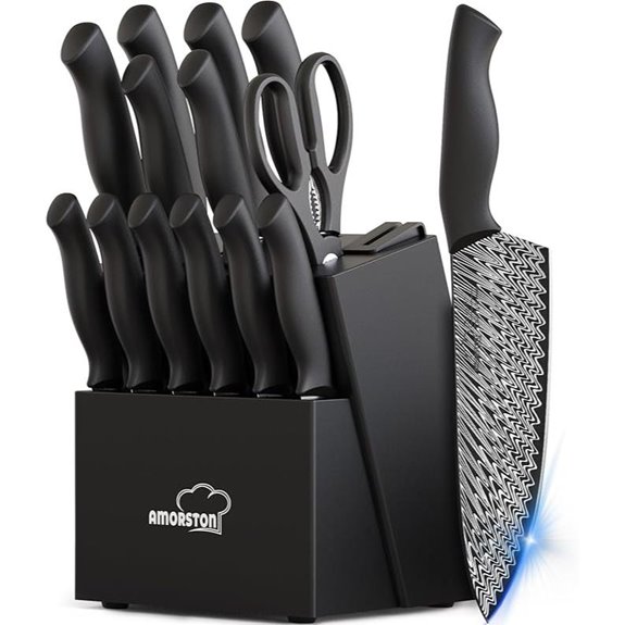 Amorston 15-Piece Stainless Steel Kitchen Knife Set
