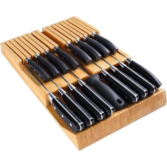 HHXRISE Bamboo Knife Drawer Organizer with Sharpener