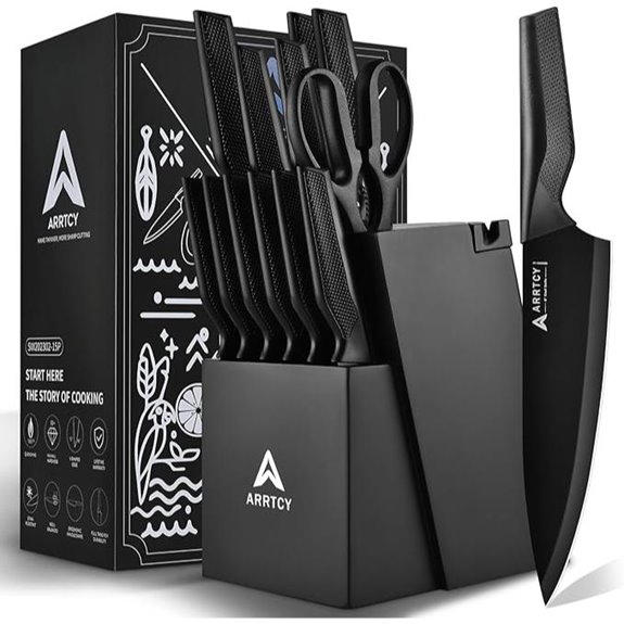 German High-Carbon Steel Knife Set with Block