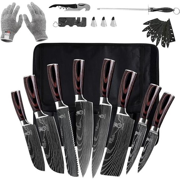 FULLHI 14-Piece Japanese & German Stainless Steel Knife Set