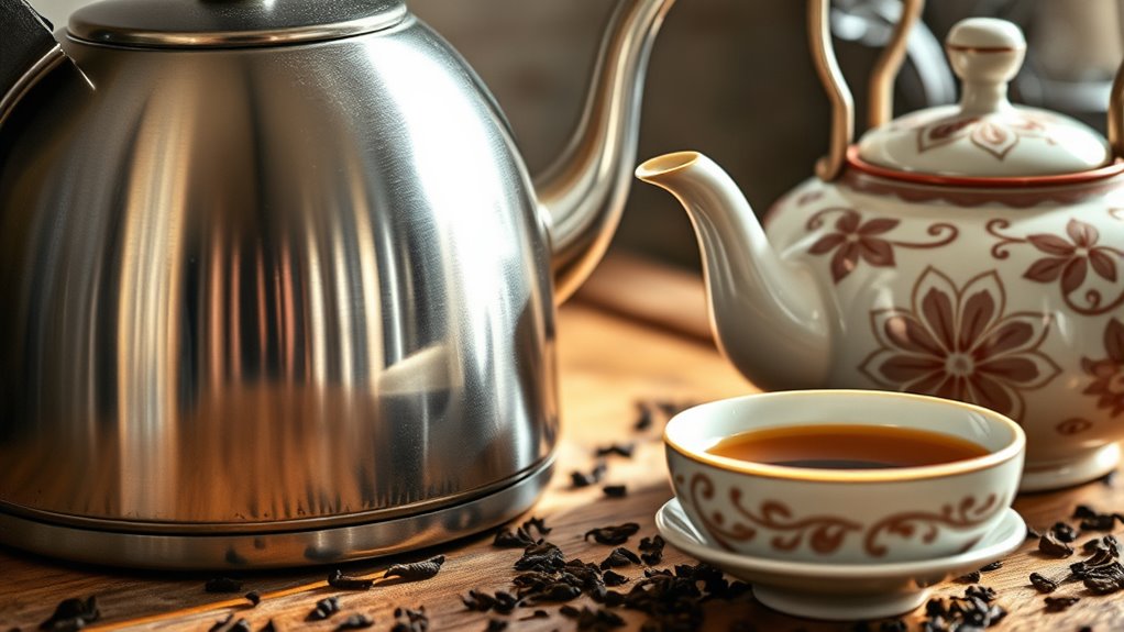 kettle heats teapot brews