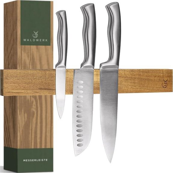 WALDWERK Magnetic Knife Strip with Acacia Wood Finish