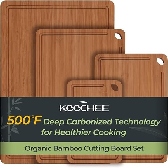 Bamboo Cutting Boards Set 4-Piece Knife-Friendly
