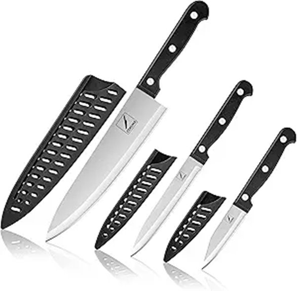 Kitchen Knife Set - 3 Pieces with Sheath
