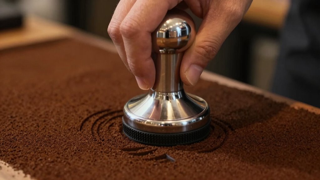 evenly packed espresso grounds
