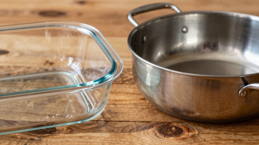 glass and metal baking pans