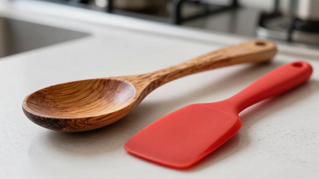 wood and silicone kitchen tools
