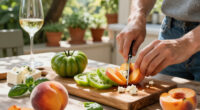Insalata Di Pesche E Pomodori Verdi Con Feta