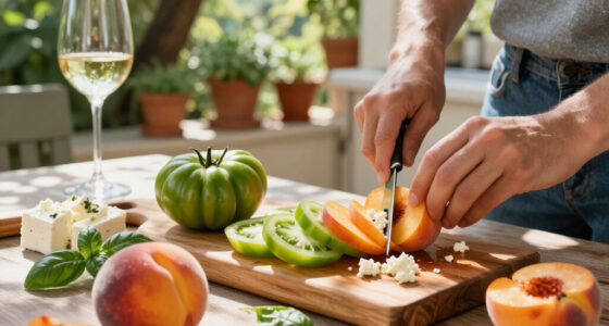 Insalata Di Pesche E Pomodori Verdi Con Feta